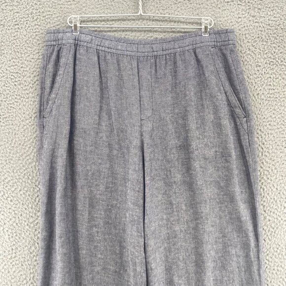 Old Navy Pants Womens Large Navy Linen Blend Pull On Wide Leg Pockets Everyday - Picture 2 of 13